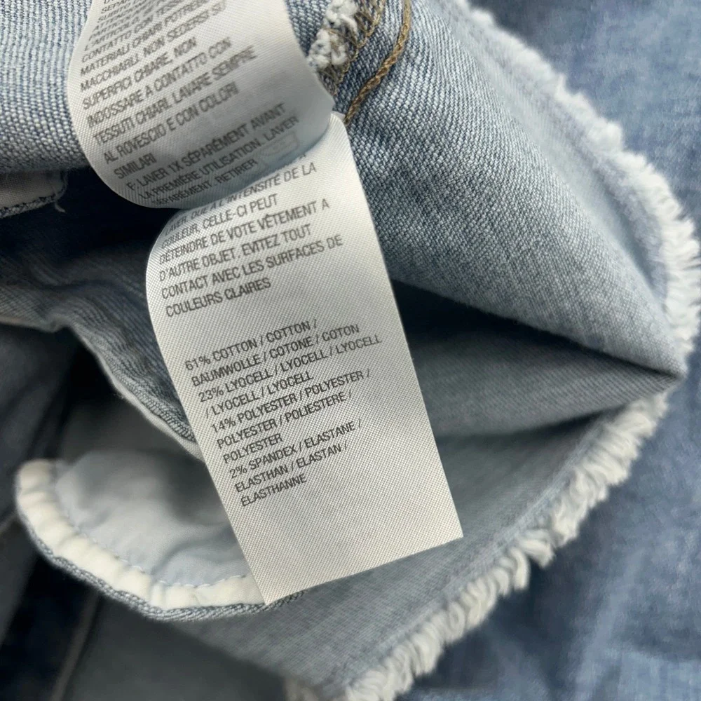 LOGO by Lori Goldstein Frayed Hem Denim Jean Jacket Light Wash 24W Plus Stretch